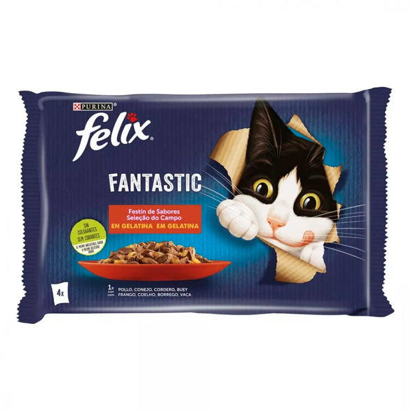 Felix Fantastic Pack Selección de Sabores en Gelatina para Gatos 4x85gr