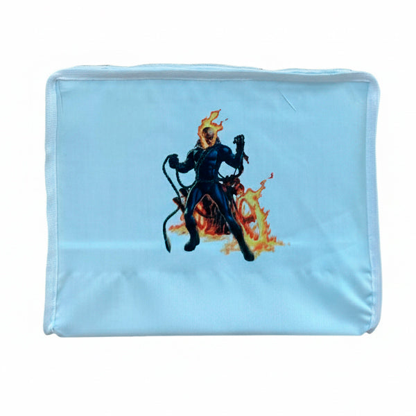 Funda para jaula C2 con diseño Motorista Fantasma – Protección contra luz y viento, tela lavable, cremallera y asa, ideal para jaulas medianas