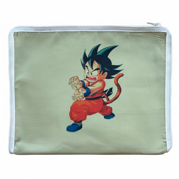 Funda para jaula C2 Goku joven – Diseño Dragon Ball clásico, tela opaca lavable con cremallera y asa, ideal para jaulas medianas