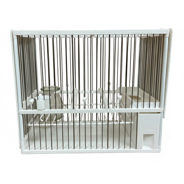 Jaula C2 Blanca Completa para Jilgueros – Acero Inoxidable con Accesorios
