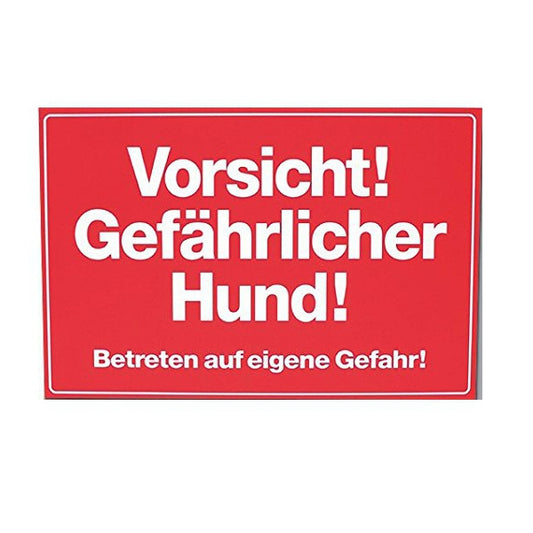 Cartel Aviso Gefährlicher Hund, 30x20 cm, Rojo - Tujilguero