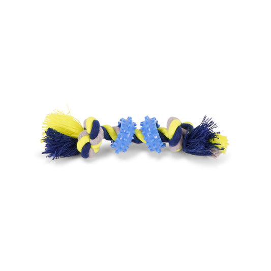 Vadigran Corde Coton 2 Noeuds 2 Anneaux Bleu-Jaune 30G