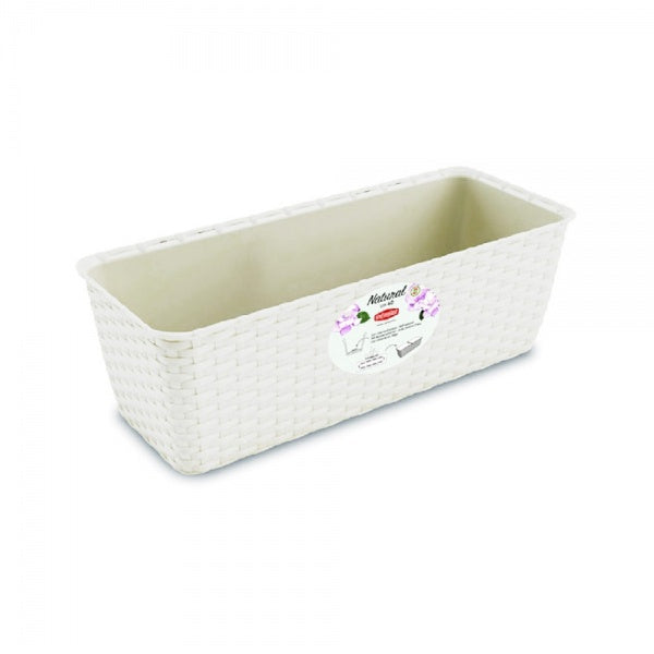 Jardinera, 40 x 16 x 13 cm, color blanco